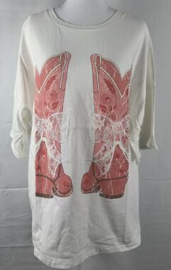 NWT Peach Love Pink Cowboy Boots Lace Applique Top Size Medium